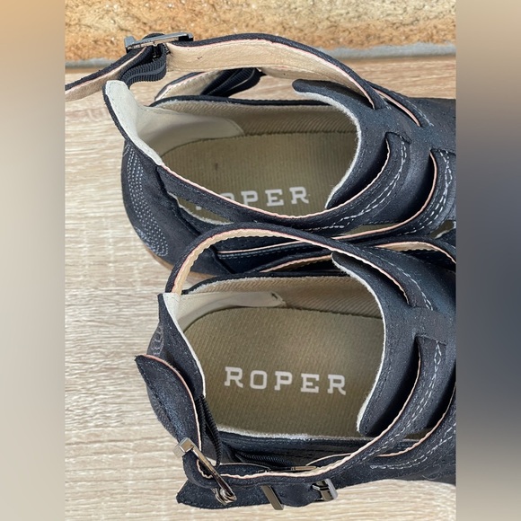 ROPER WOMENS ALL OVER VINTAGE BLACK SHORTY BOOT 9.5 - Picture 3 of 7